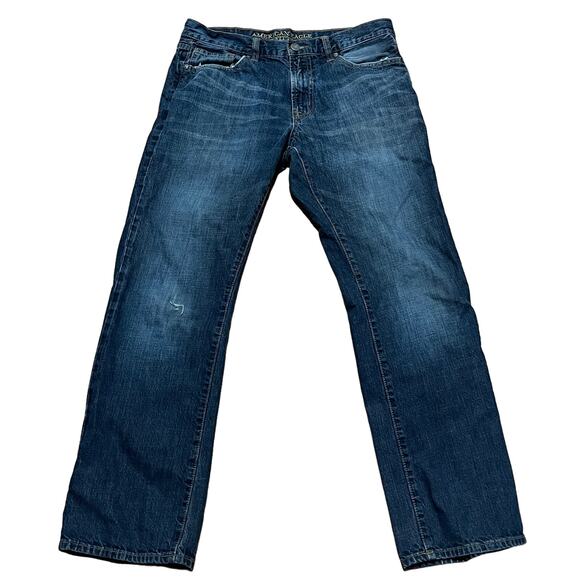 AEO American Eagle Mens Denim Jeans Original Boot 34 x 31 Distressed 100% Cotton - Picture 1 of 6